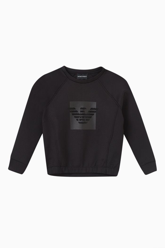

Rhinestones Logo Sweatshirt in Cotton, Black