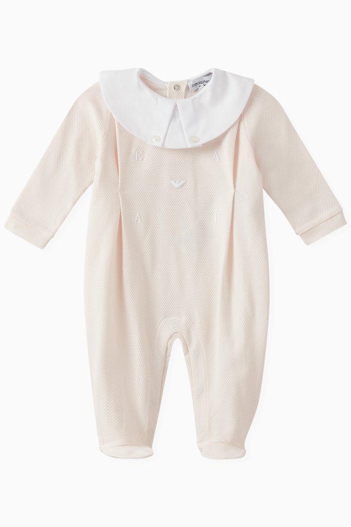 Logo Sleepsuit in Cotton Pique, Pink