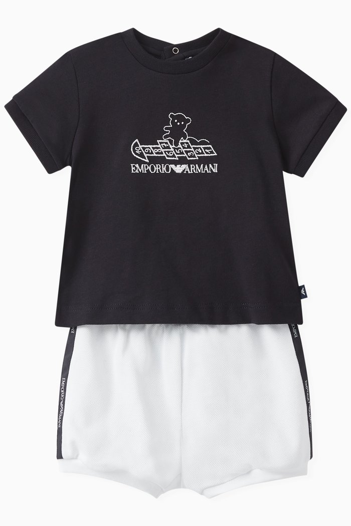 

BearT-shirt and Shorts Set in Cotton, Blue