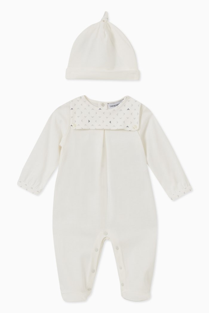 

Logo Sleepsuit Set in Cotton, White