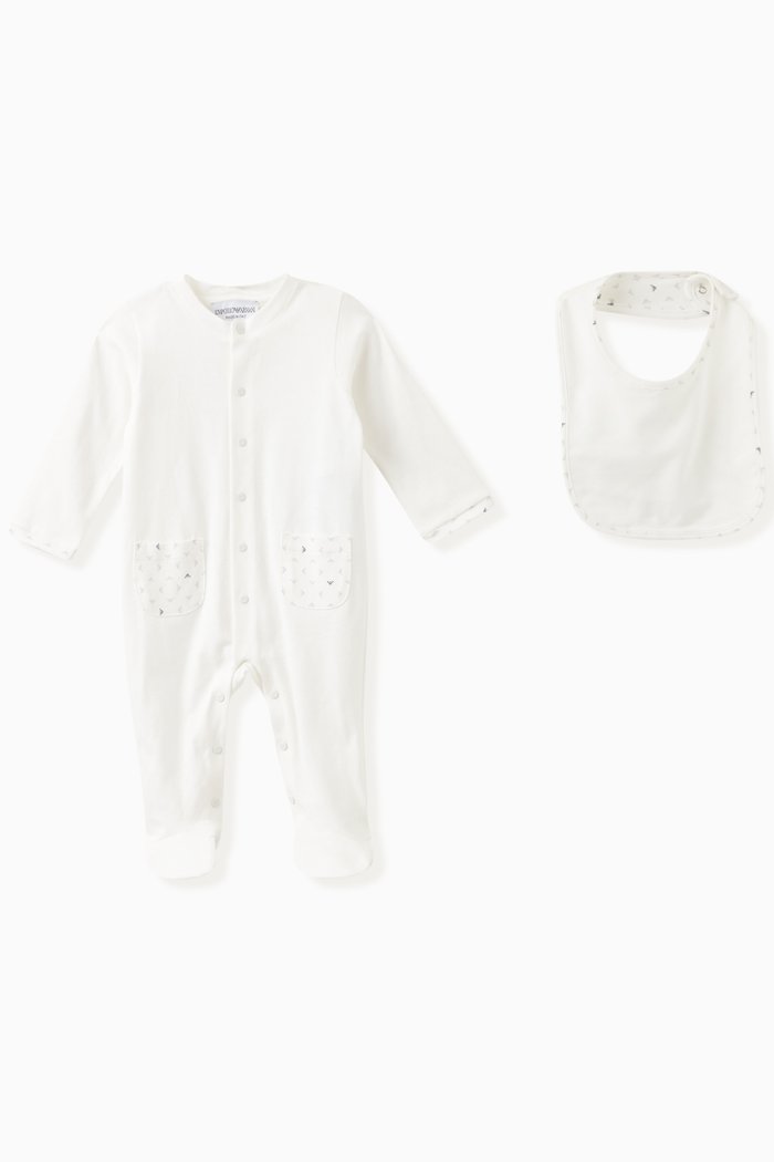 

Logo Sleepsuit Set in Cotton, White