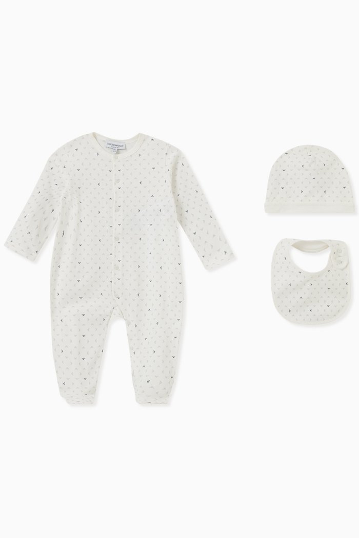

Logo Sleepsuit Set in Cotton, White