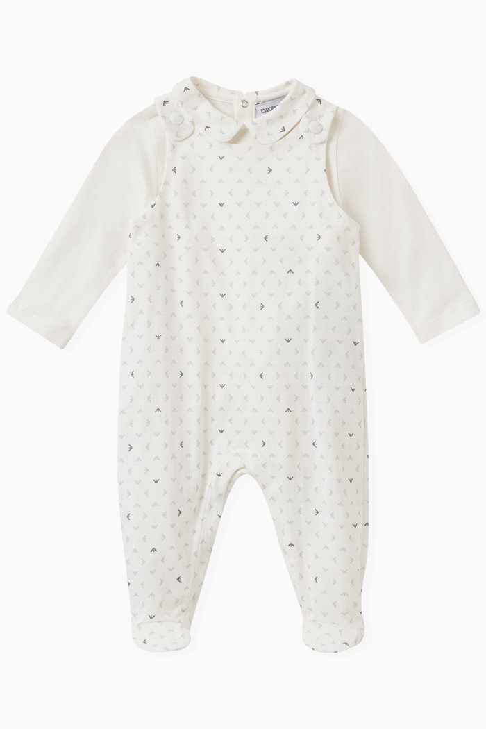 

Logo Sleepsuit Set in Cotton, White
