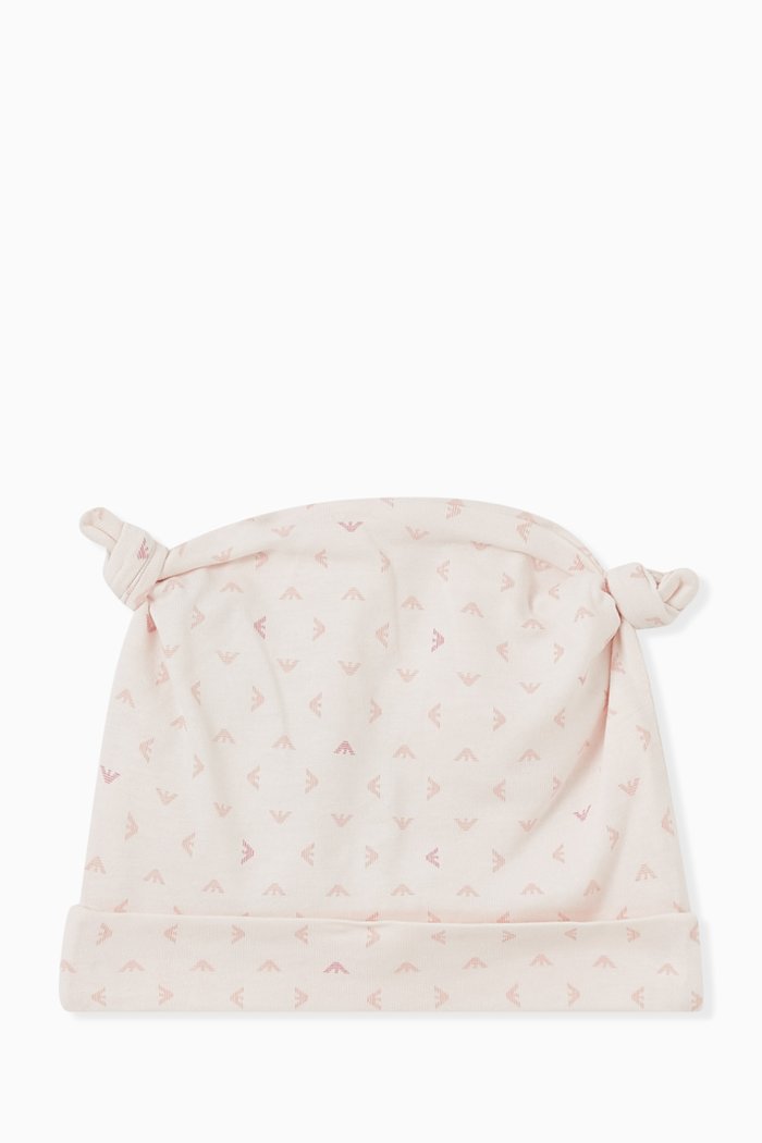 

Eagle Logo Print Beanie in Cotton, Pink