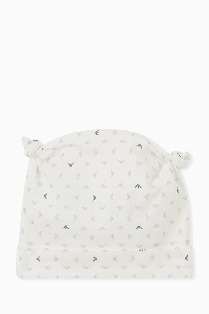 

Eagle Logo Print Beanie in Cotton, White