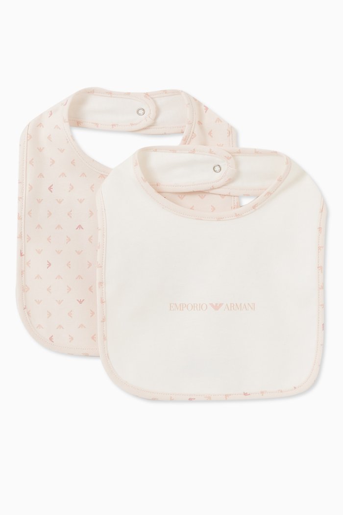 

Logo Bib in Cotton, Set of 2, Pink