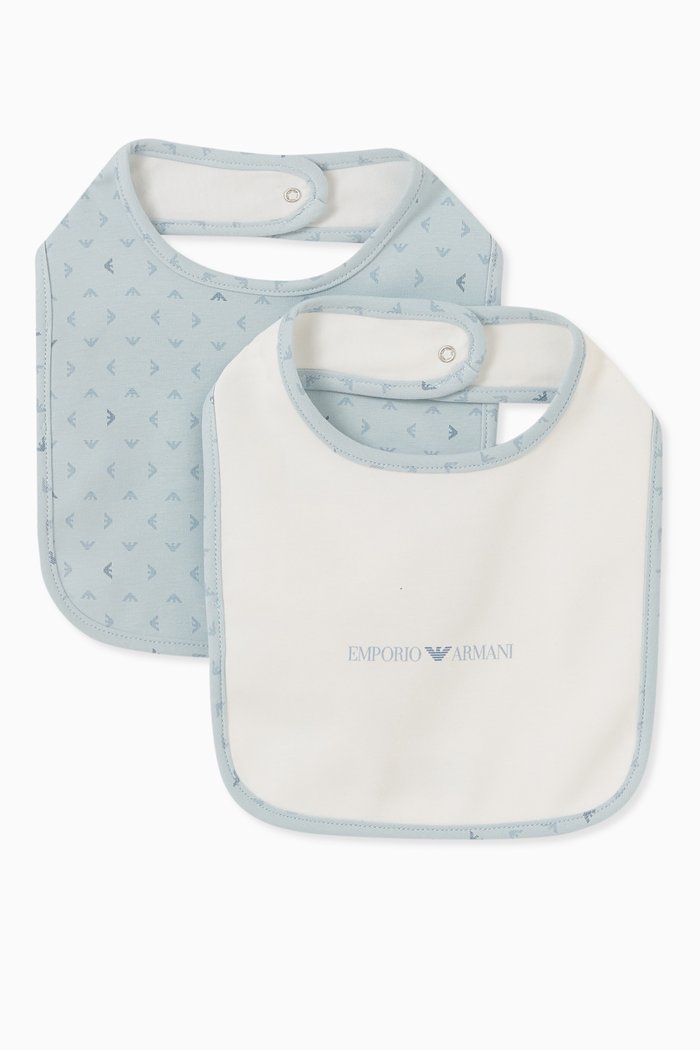 

Logo Bib in Cotton, Set of 2, White