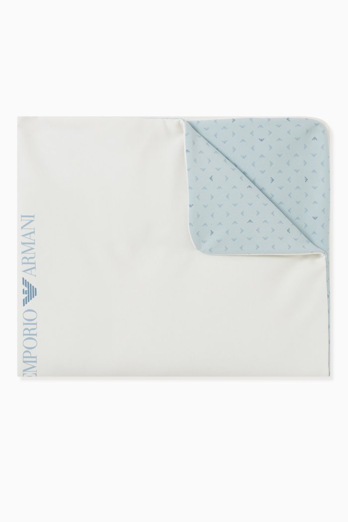 

Logo Print Blanket in Cotton, Blue