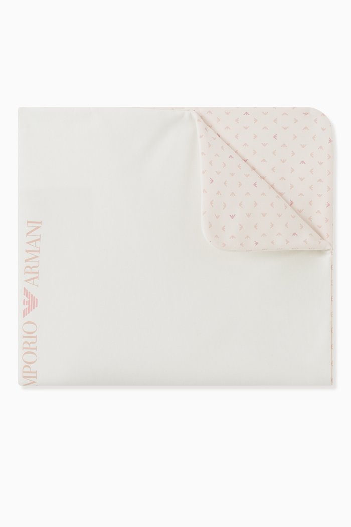 

Logo Print Blanket in Cotton, Pink