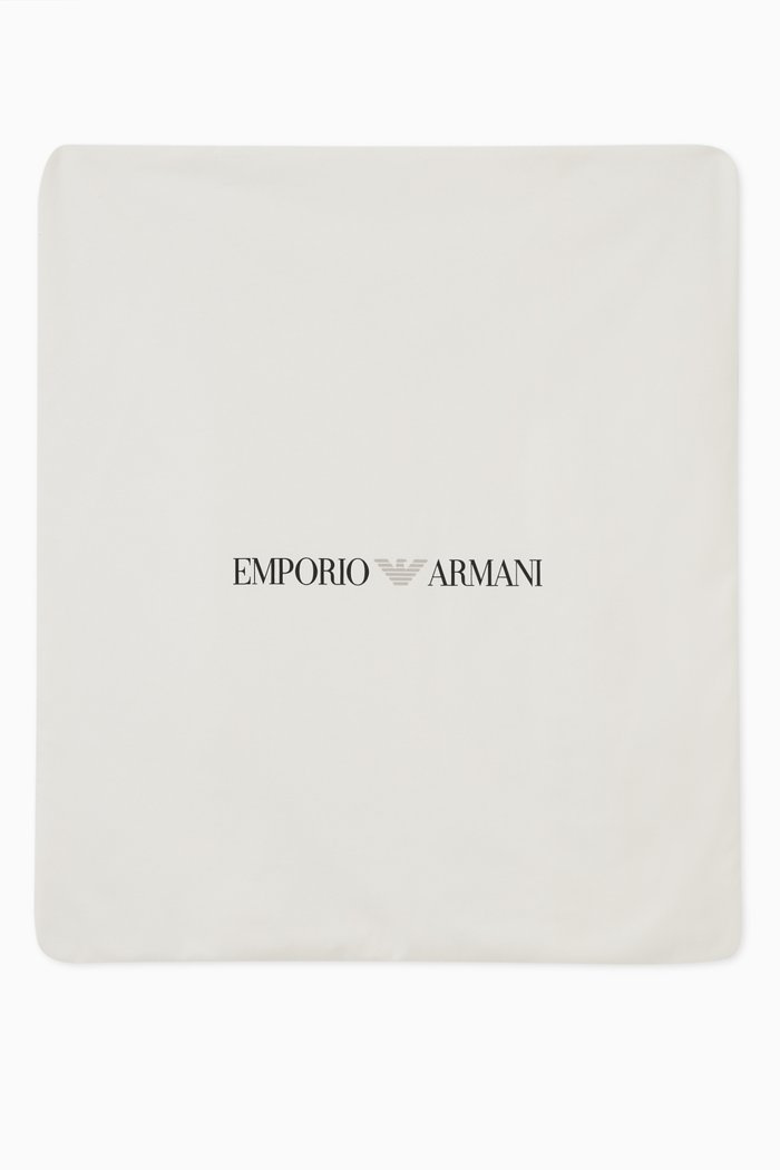 

Logo Print Blanket in Cotton, White