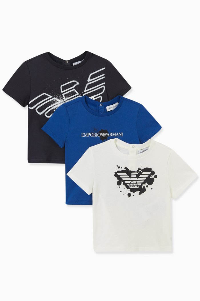

Logo T-shirt in Cotton, Set of 3, Blue
