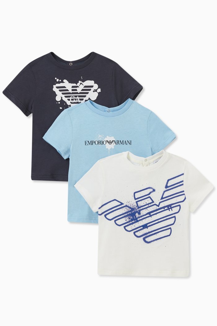 

Logo T-shirt in Cotton, Set of 3, Blue