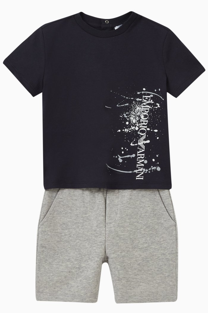 

Logo T-shirt & Shorts Set in Cotton, Blue