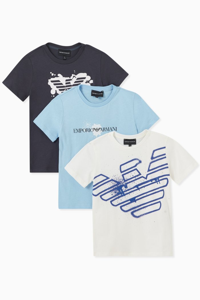 

Logo T-shirt in Cotton, Set of 3, Blue