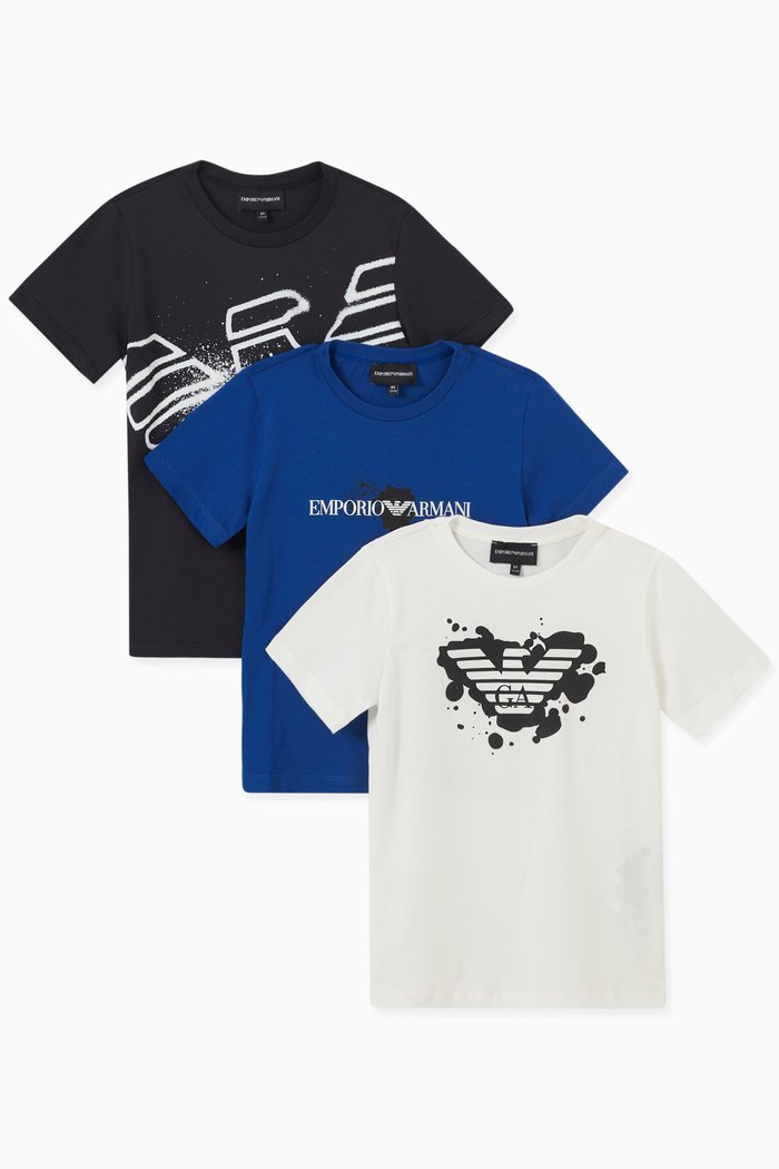 

Logo T-shirt in Cotton, Set of 3, Blue