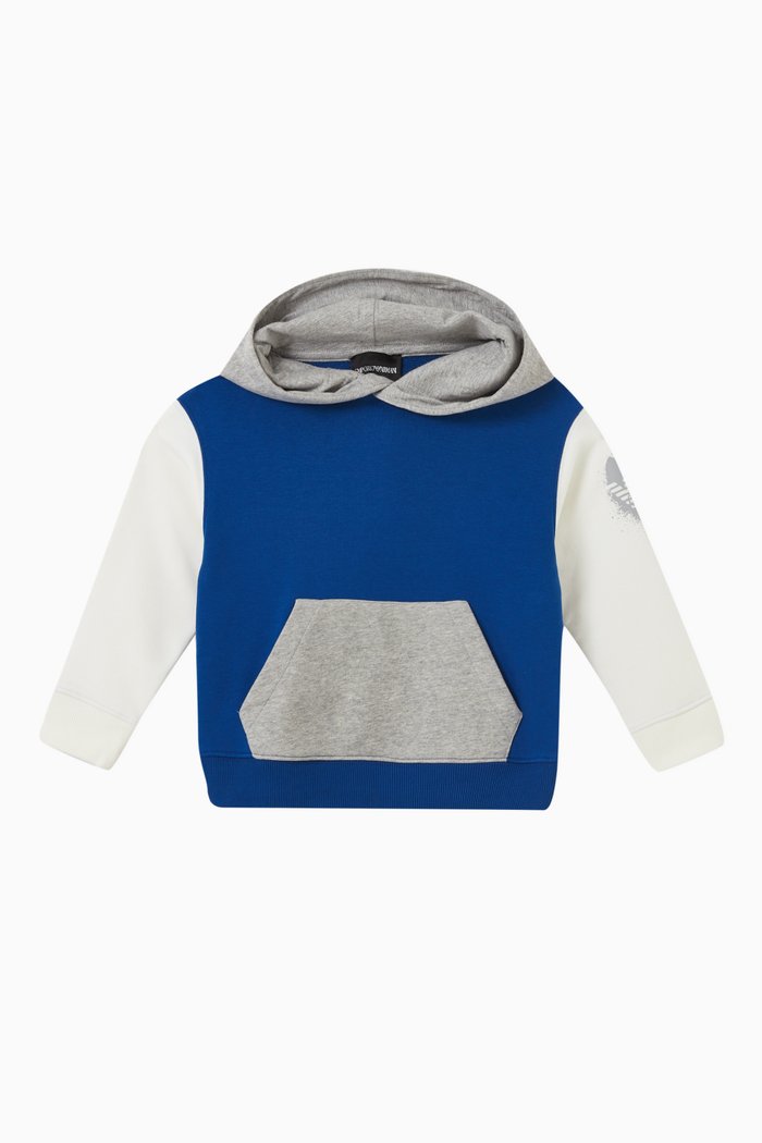 

Colour-bock Hoodie in Cotton, Blue