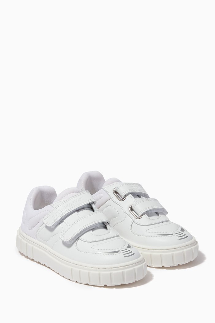 

Embossed Logo Sneakers in Leather, White