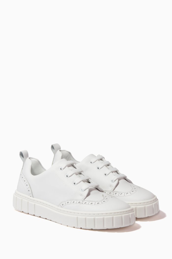 

Canvas Lace-up Sneakers in Leather, White