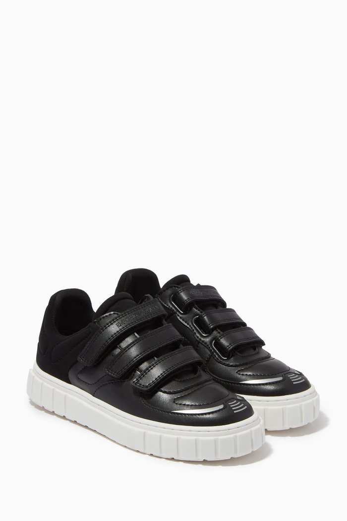 

Triple Velcro Sneakers in Leather, Black