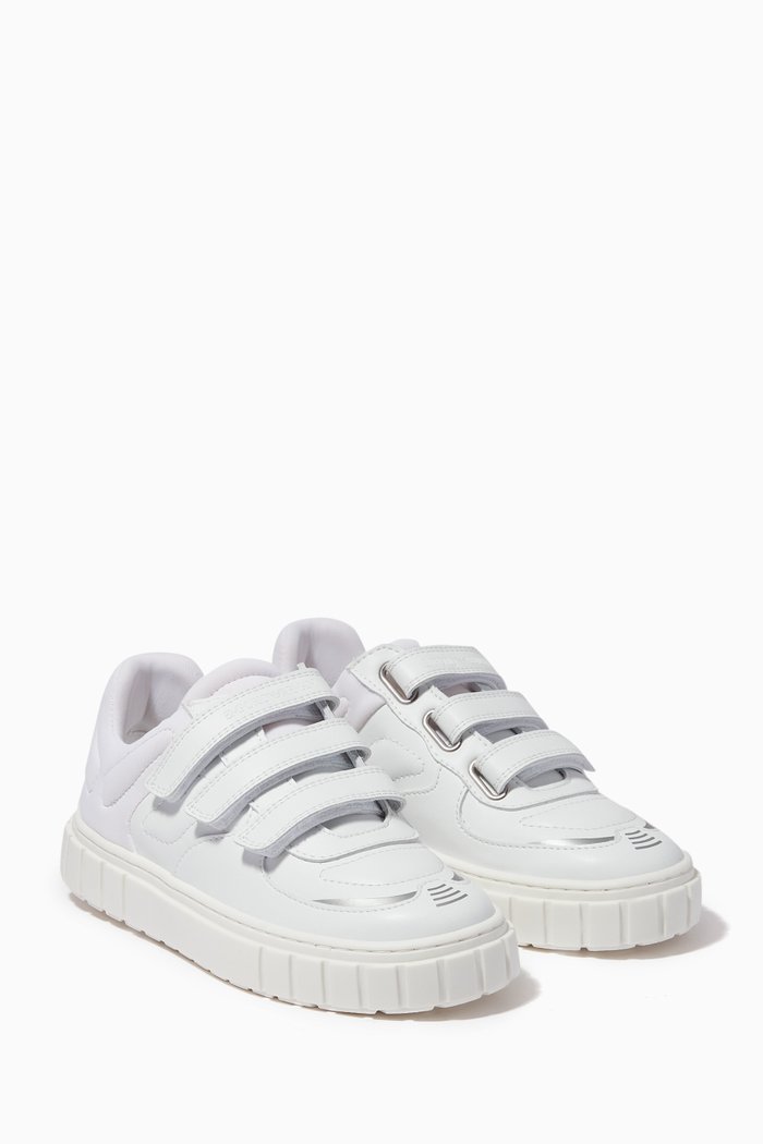 

Triple Velcro Sneakers in Leather, White