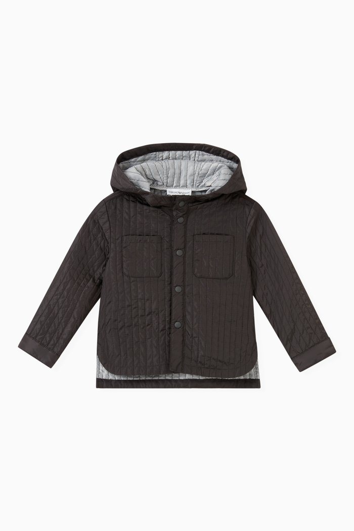 

Hooded Jacket in Quilted Nylon, Grey