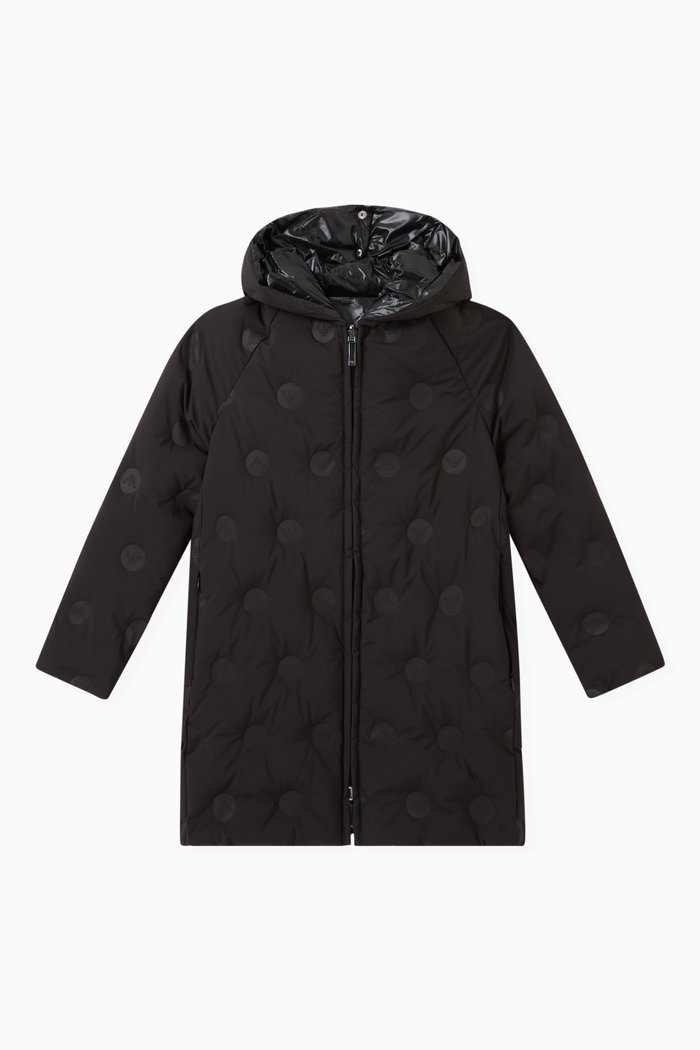 

Reversible Puffer Logo Jacket in Padded Fabric, Black
