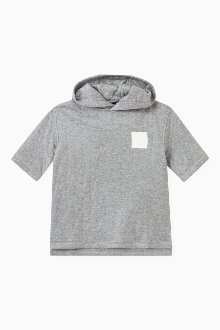

Quilted Hoodie in Cotton, Grey