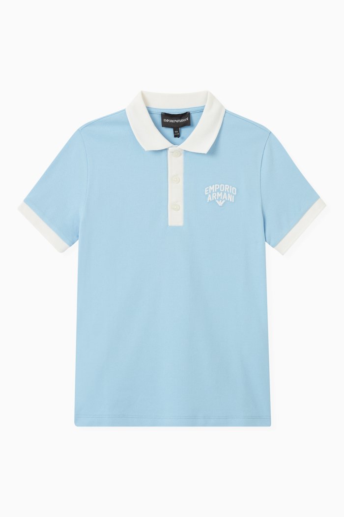 

Contrast Logo Polo Shirt in Cotton, Blue
