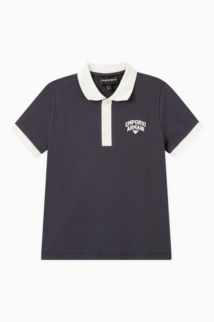 

Contrast Logo Polo Shirt in Cotton, Blue