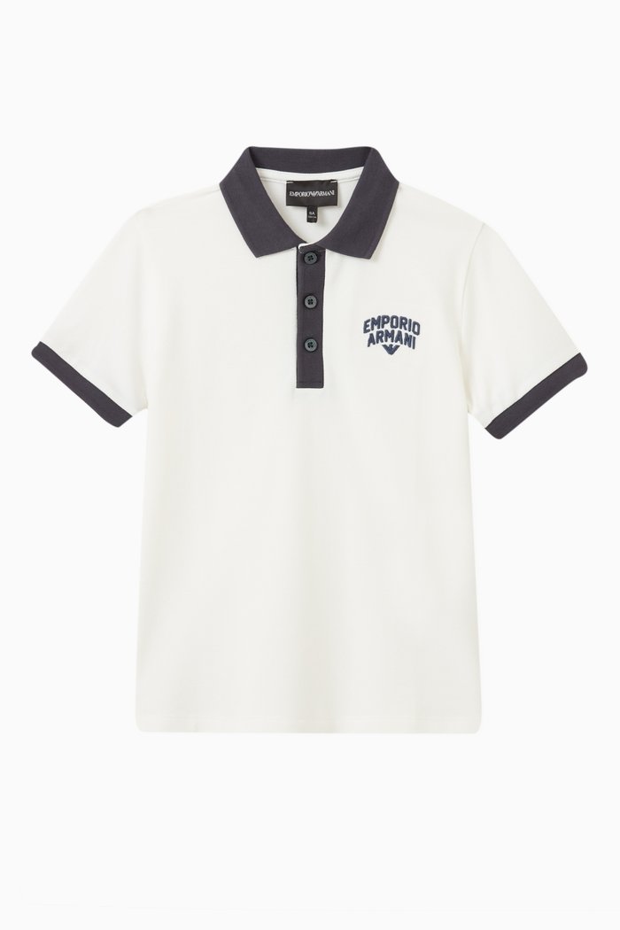 

Contrast Logo Polo Shirt in Cotton, White