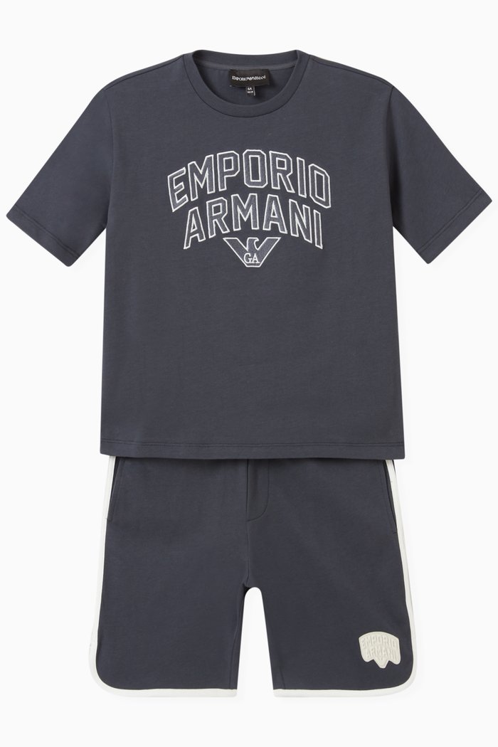 

Logo Track T-shirt & Shorts in Cotton, Blue