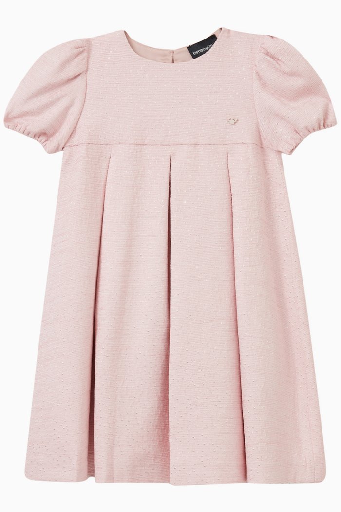 

Logo Puff-sleeve Dress in Lurex, Pink