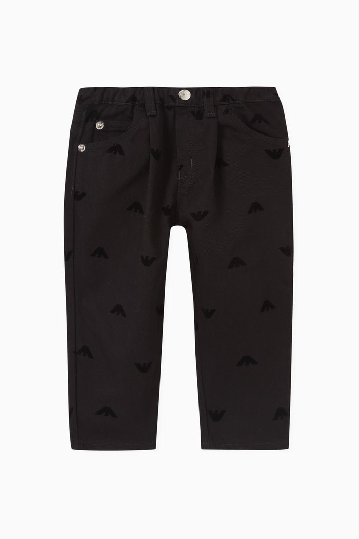 

All-over Eagle Logo Jeans, Black