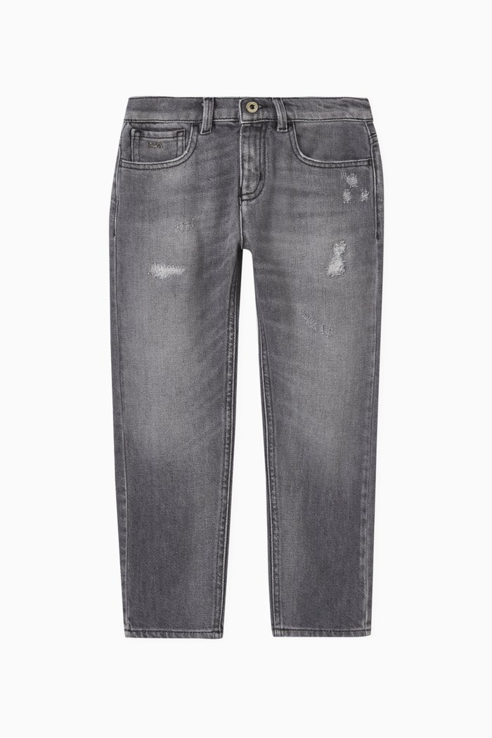 

Tapered Denim Pants in Cotton, Black