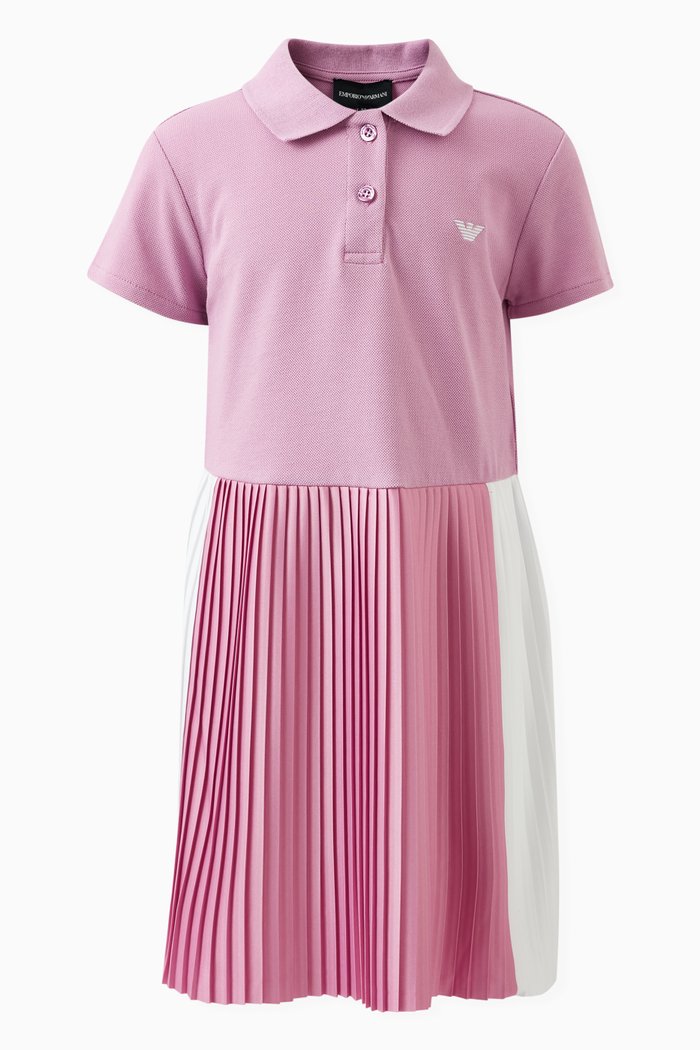 

Logo-embroidered Polo Dress in Cotton & Polyester, Pink