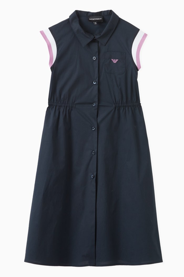

Logo-detail Button Down Dress, Blue