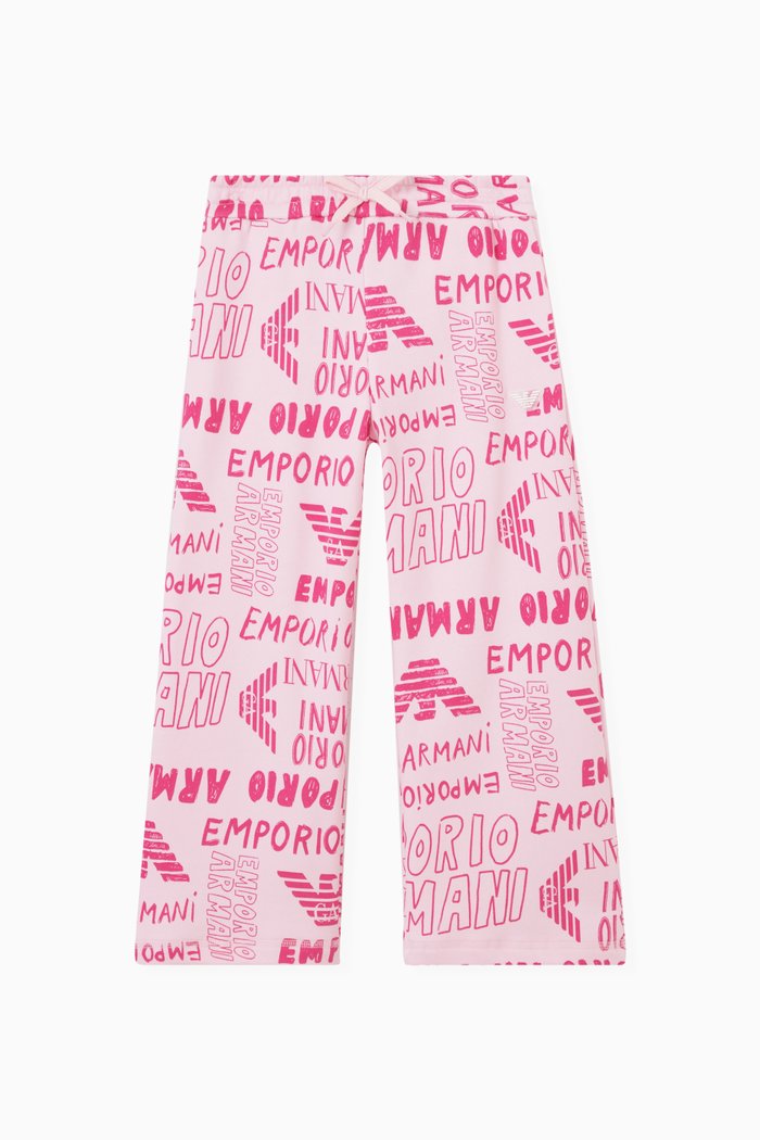 Logo Wide-leg Sweatpants in Cotton, Pink