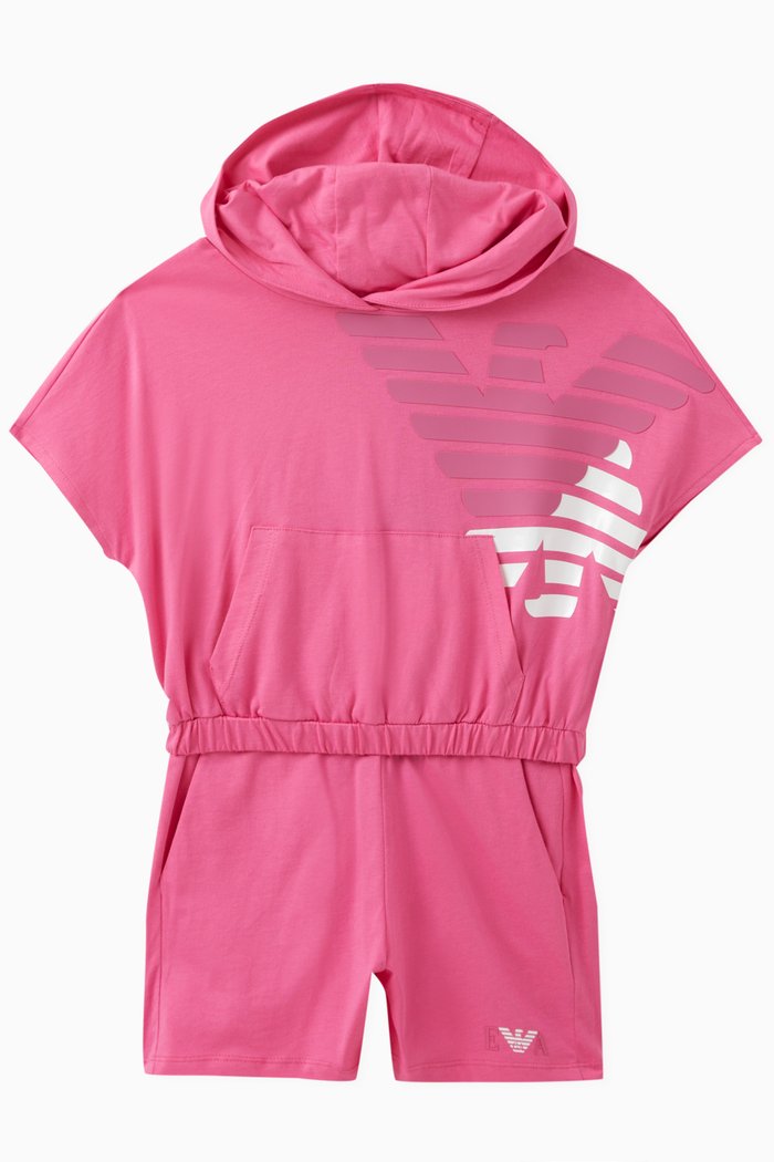 

Hooded T-shirt & Shorts in Cotton Jersey, Pink