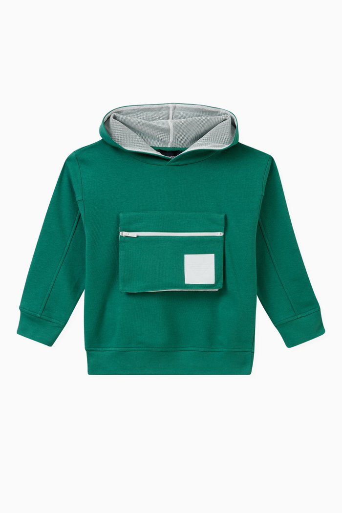 

Zip Pocket Hoodie in Cotton, Green