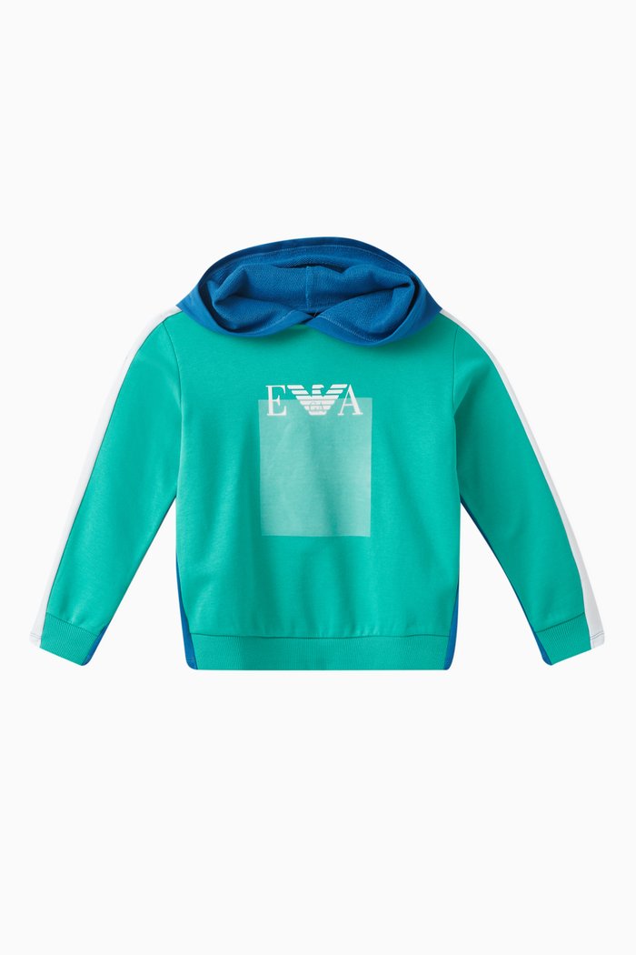Eagle Logo Hoodie in Cotton, Green
