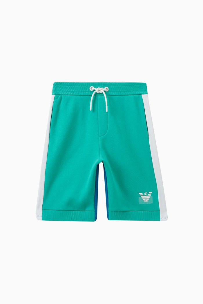 

EA Crew Logo Print Shorts in Cotton, Green