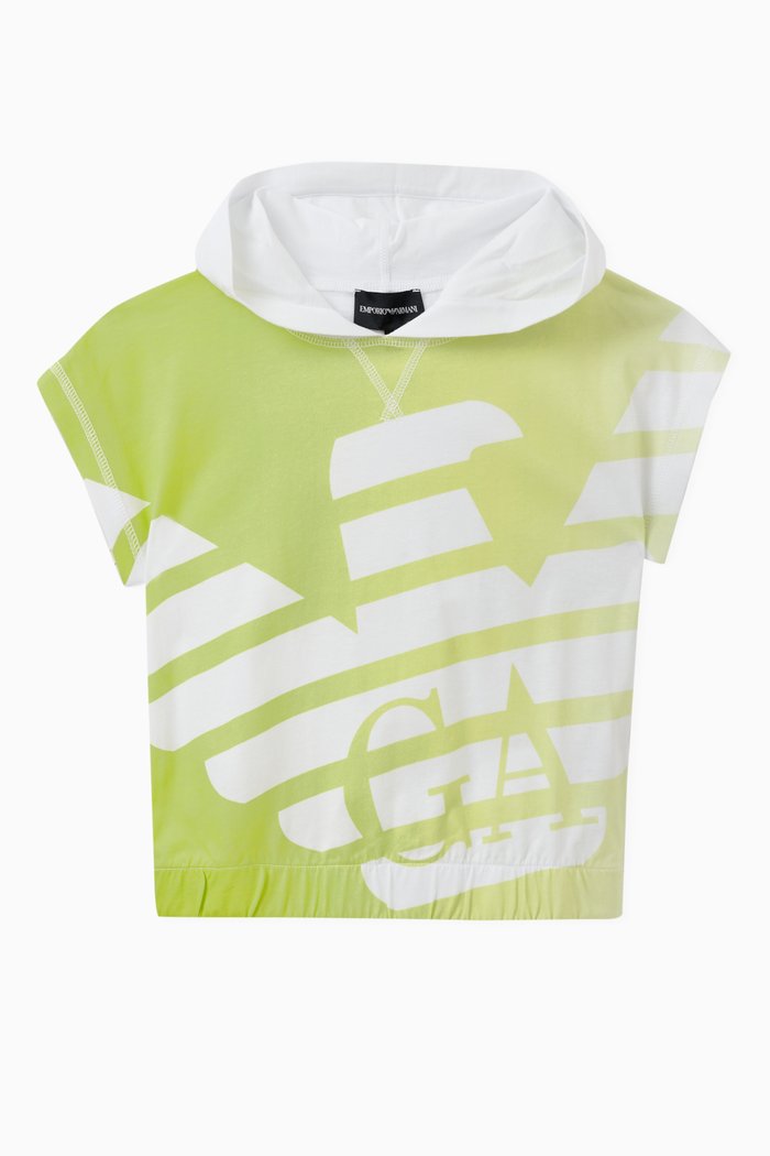 

Logo Print Hooded T-shirt in Cotton, Yellow