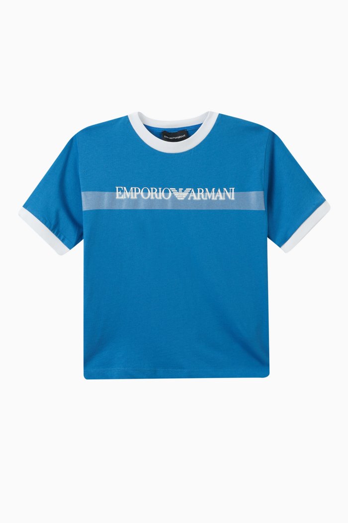 

Logo Print T-Shirt in Cotton, Blue