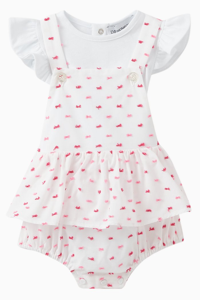 

Embroidered Dress & Bodysuit Set in Cotton, Pink