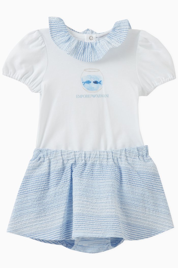

Ruffled Bodysuit Set in Cotton, Blue