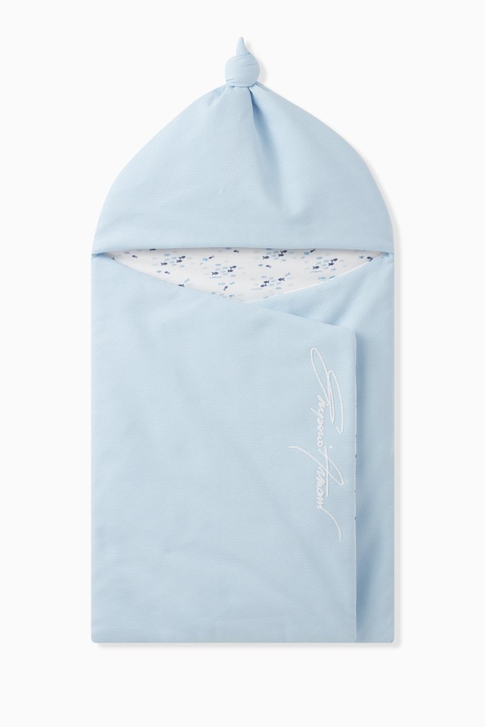 

Fish Print Logo Baby Nest in Cotton, Blue