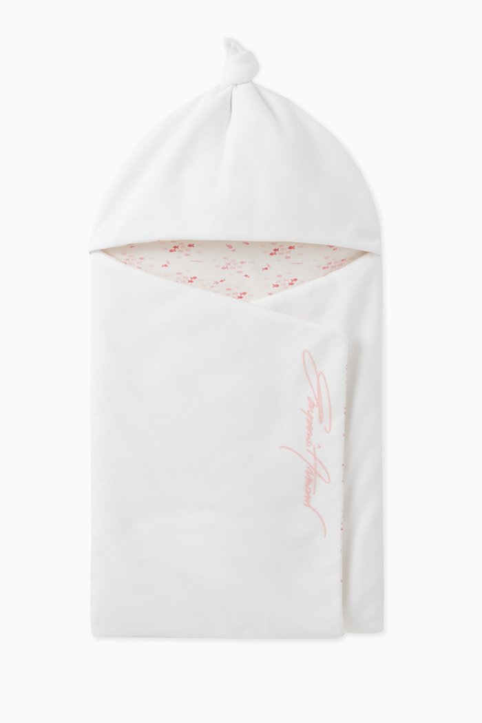 

Fish Print Logo Baby Nest in Cotton, Pink