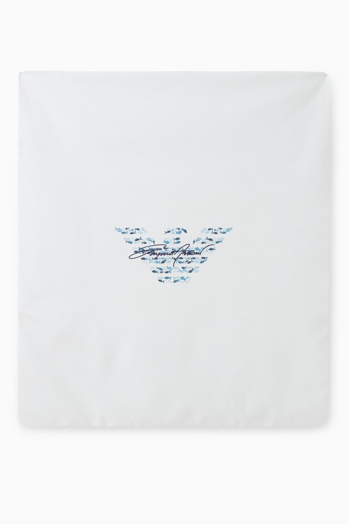 

Fish Print Logo Blanket in Cotton, White