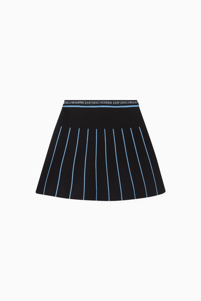 

Striped Logo Skirt in Cotton, Blue