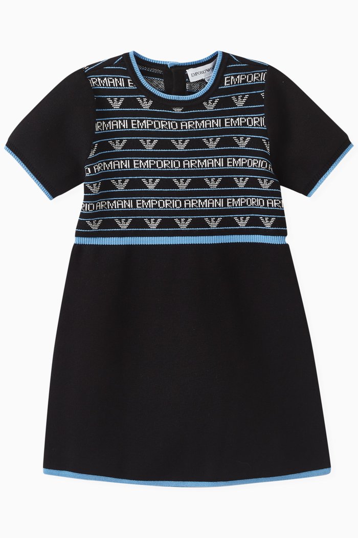 

Logo Knit Dress in Cotton, Blue